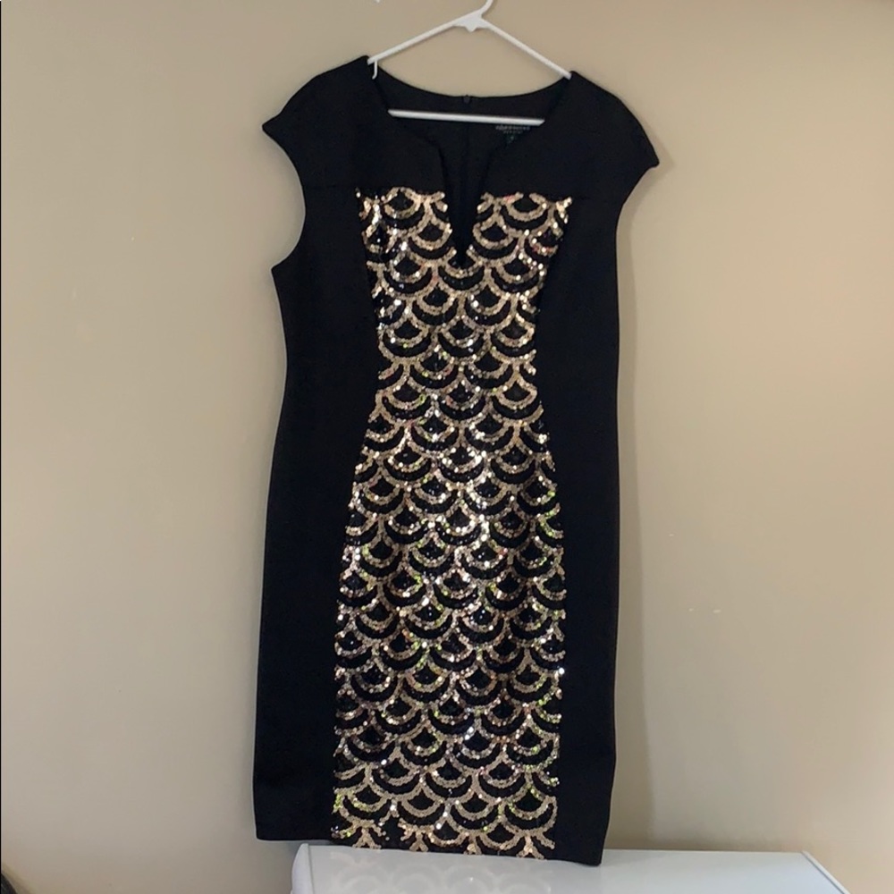 Black sleeveless career dress connected apparel